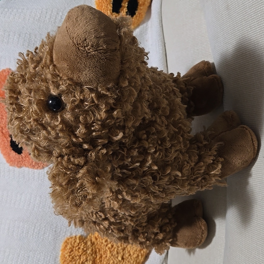 Adorable Brown Fluffy Handmade Cow Plush Toy Animal